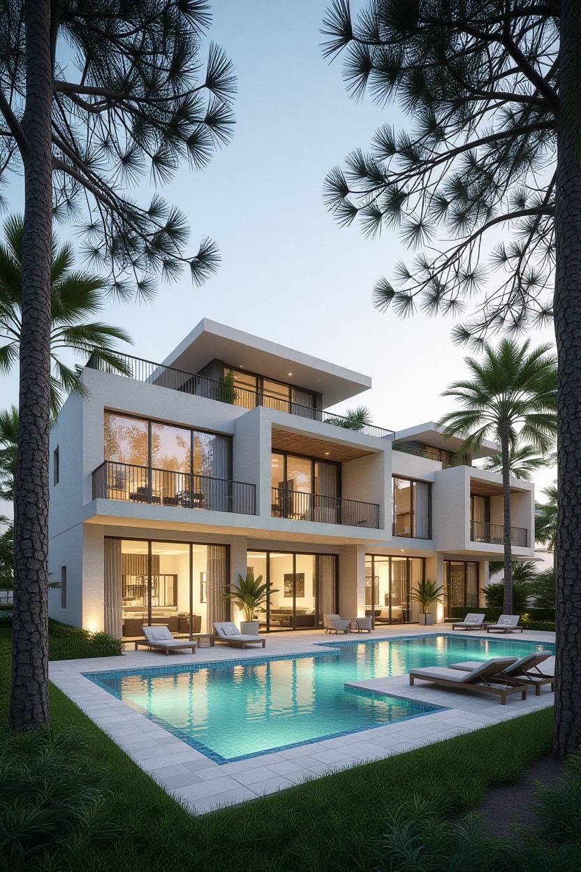 Ground-floor pool and sun loungers